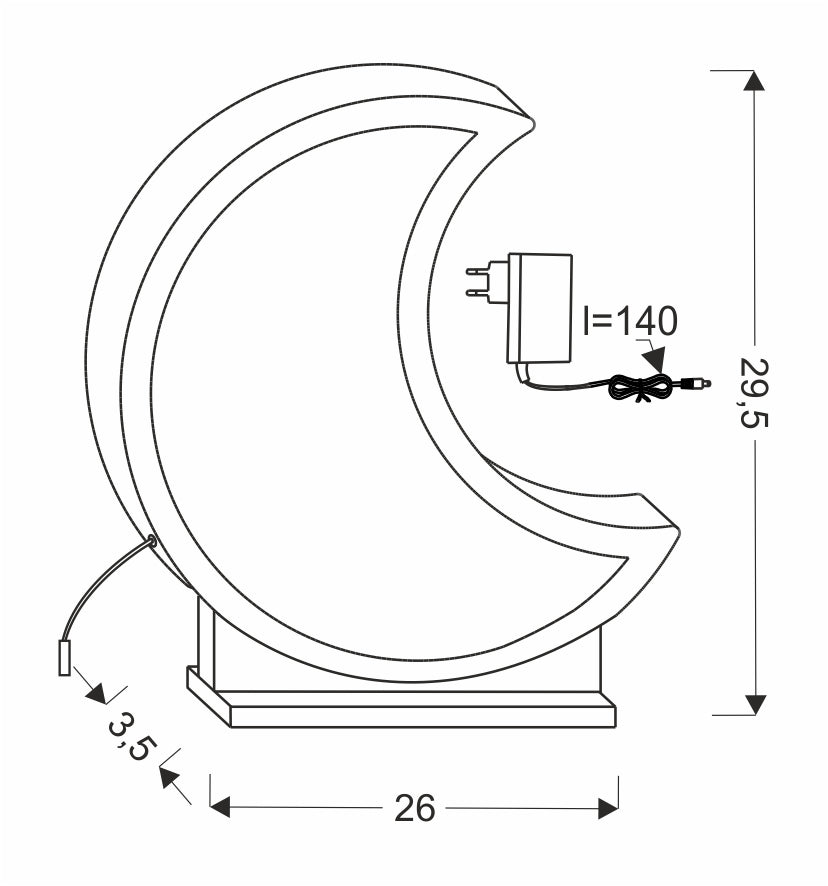 Moon lampa stołowa 12W LED 3000k iq kids szary