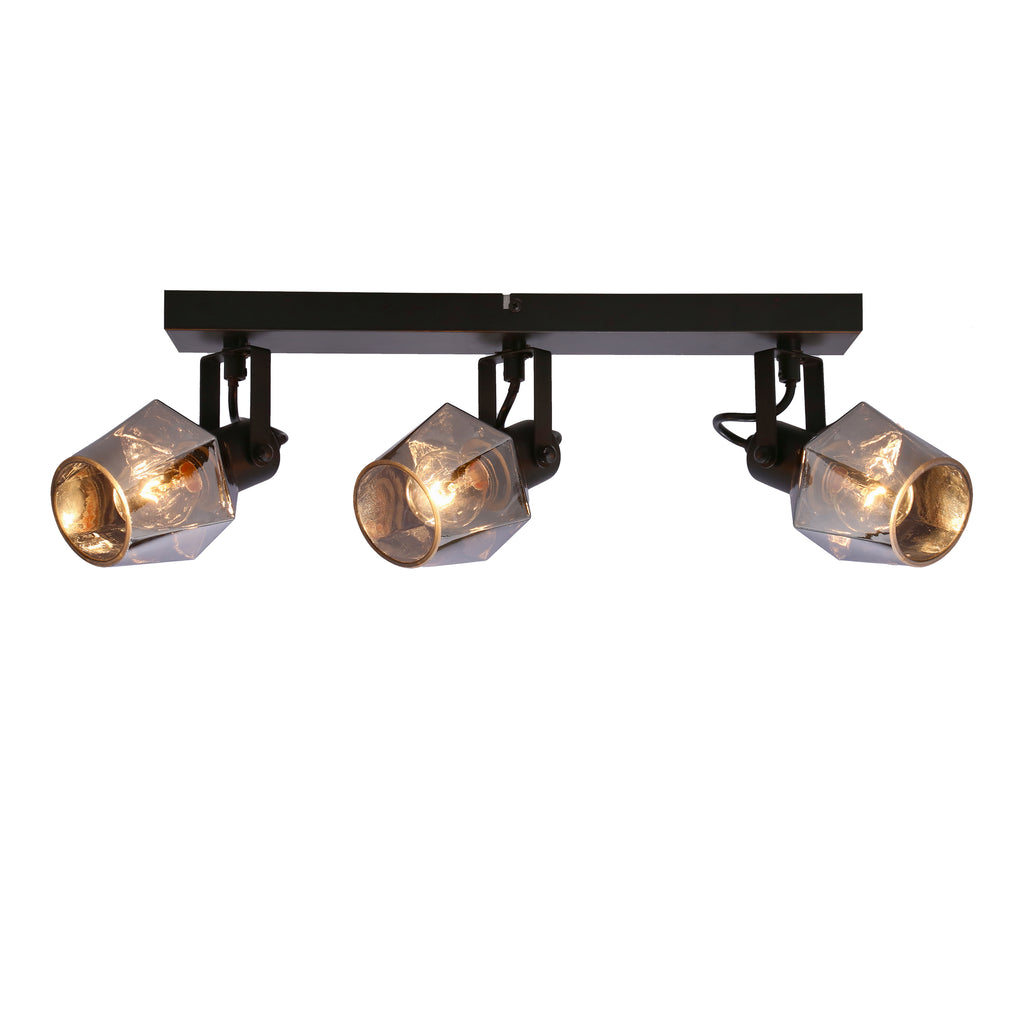 Randi lampa sufitowa listwa czarny matowy 3x15W E14 klosz dymiony