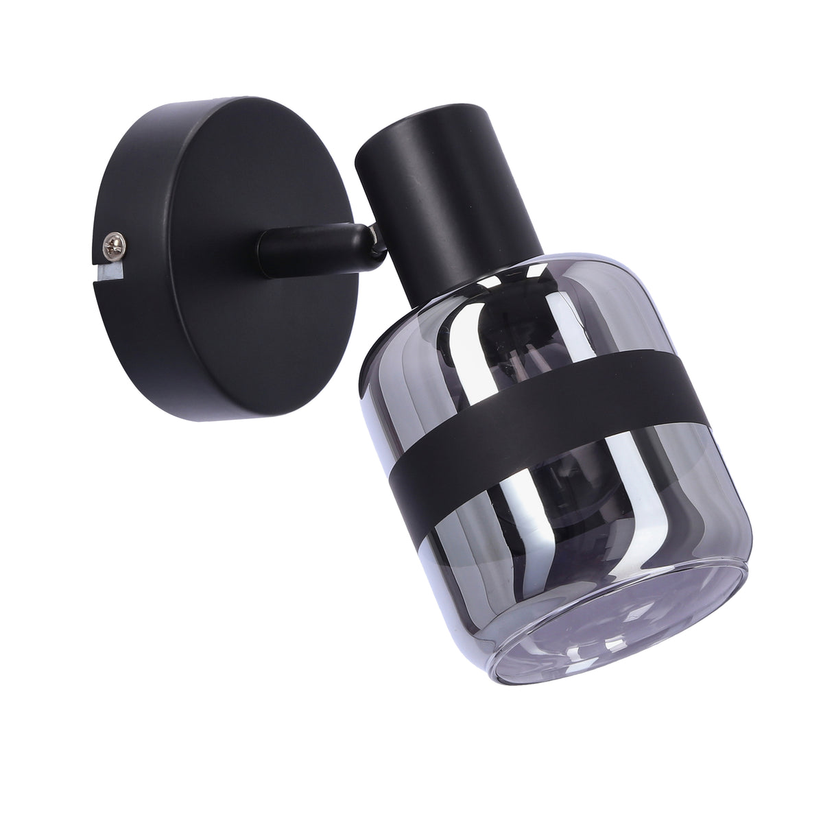 YUKI lampa kinkiet czarny matowy 1x15W E14 klosz dymiony