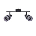 YUKI lampa listwa czarny matowy 2x15W E14 klosz dymiony