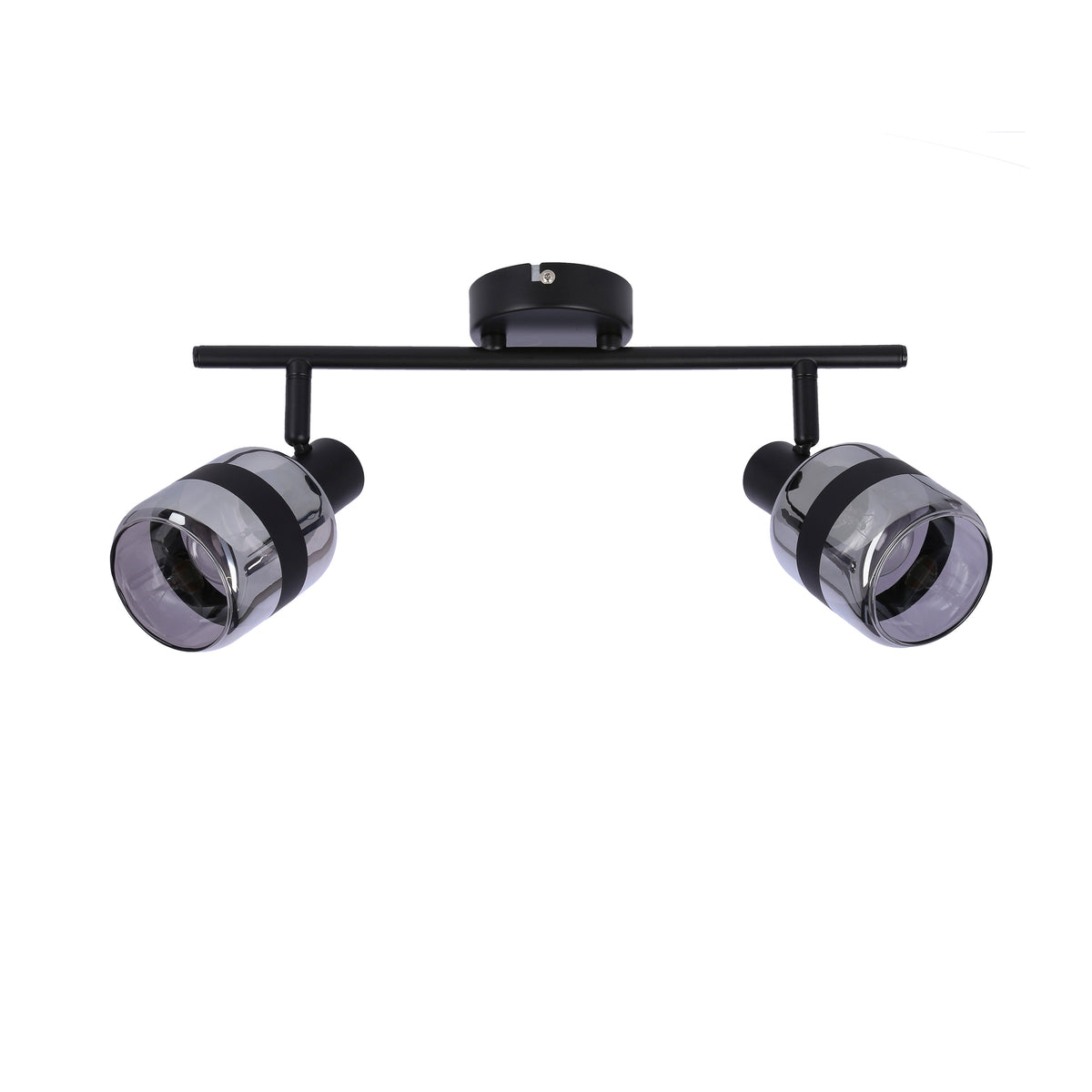 YUKI lampa listwa czarny matowy 2x15W E14 klosz dymiony