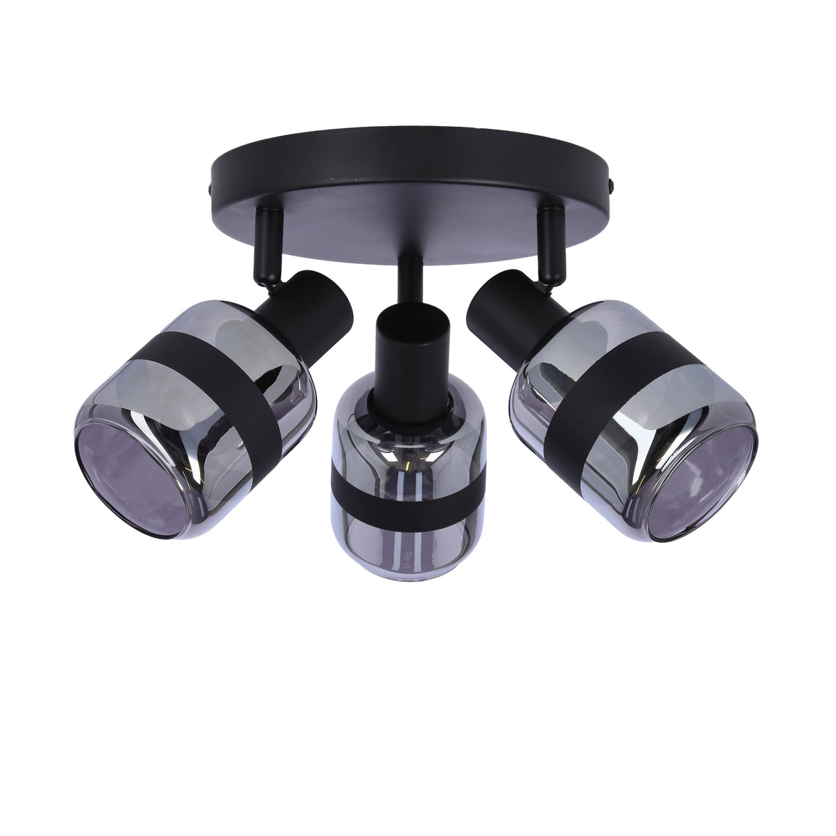 YUKI lampa plafon czarny matowy 3x15W E14 klosz dymiony