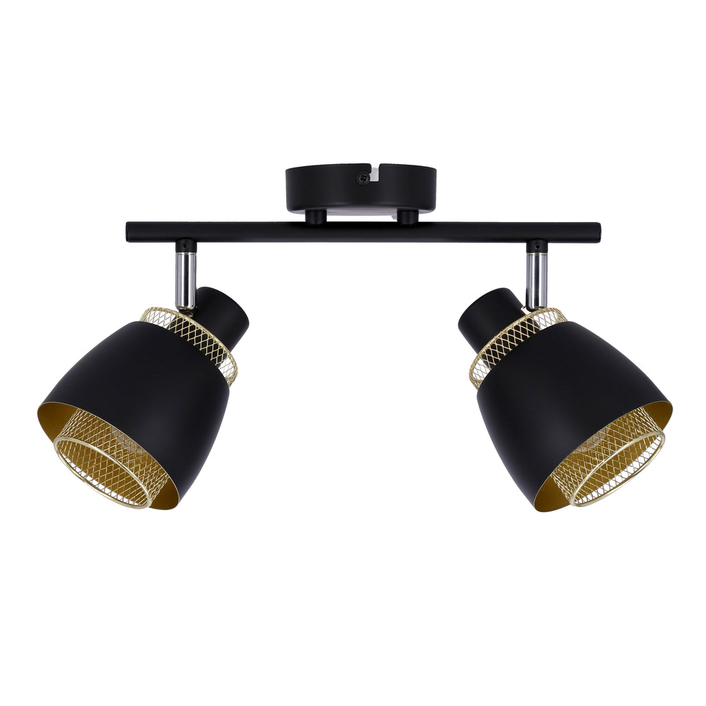 Aleksandria lampa sufitowa listwa czarny 2x40W E14 klosz czarny+złoty