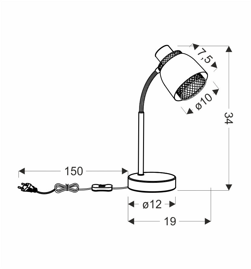 Aleksandria lampa stołowa czarny 1x40W E14 klosz czarny+złoty
