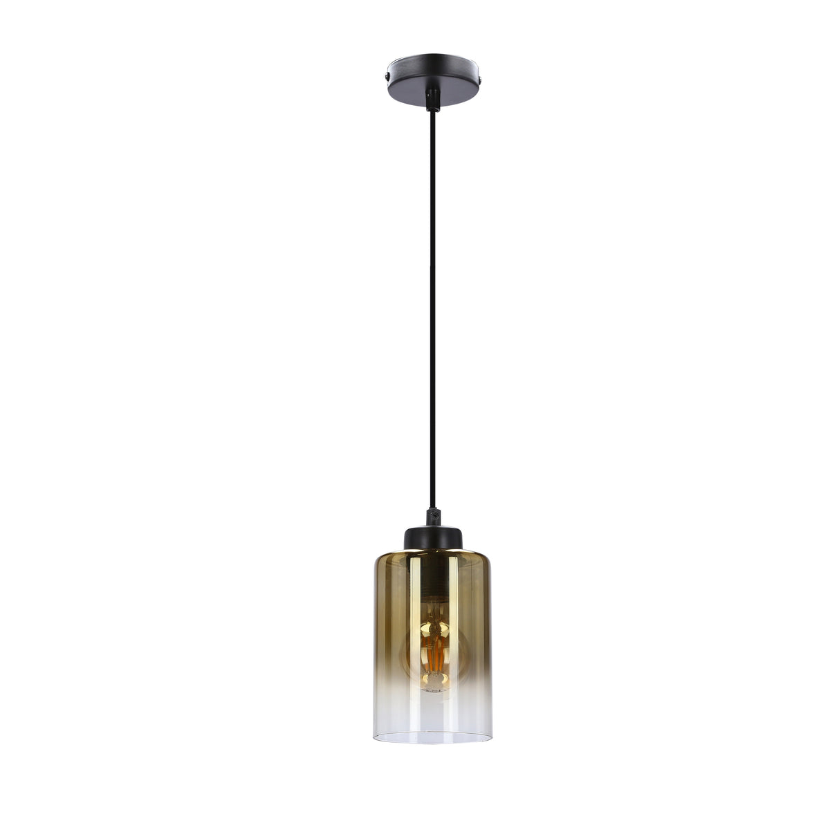 Aspra lampa wisząca czarny 1x60W E27 klosz bursztynowy