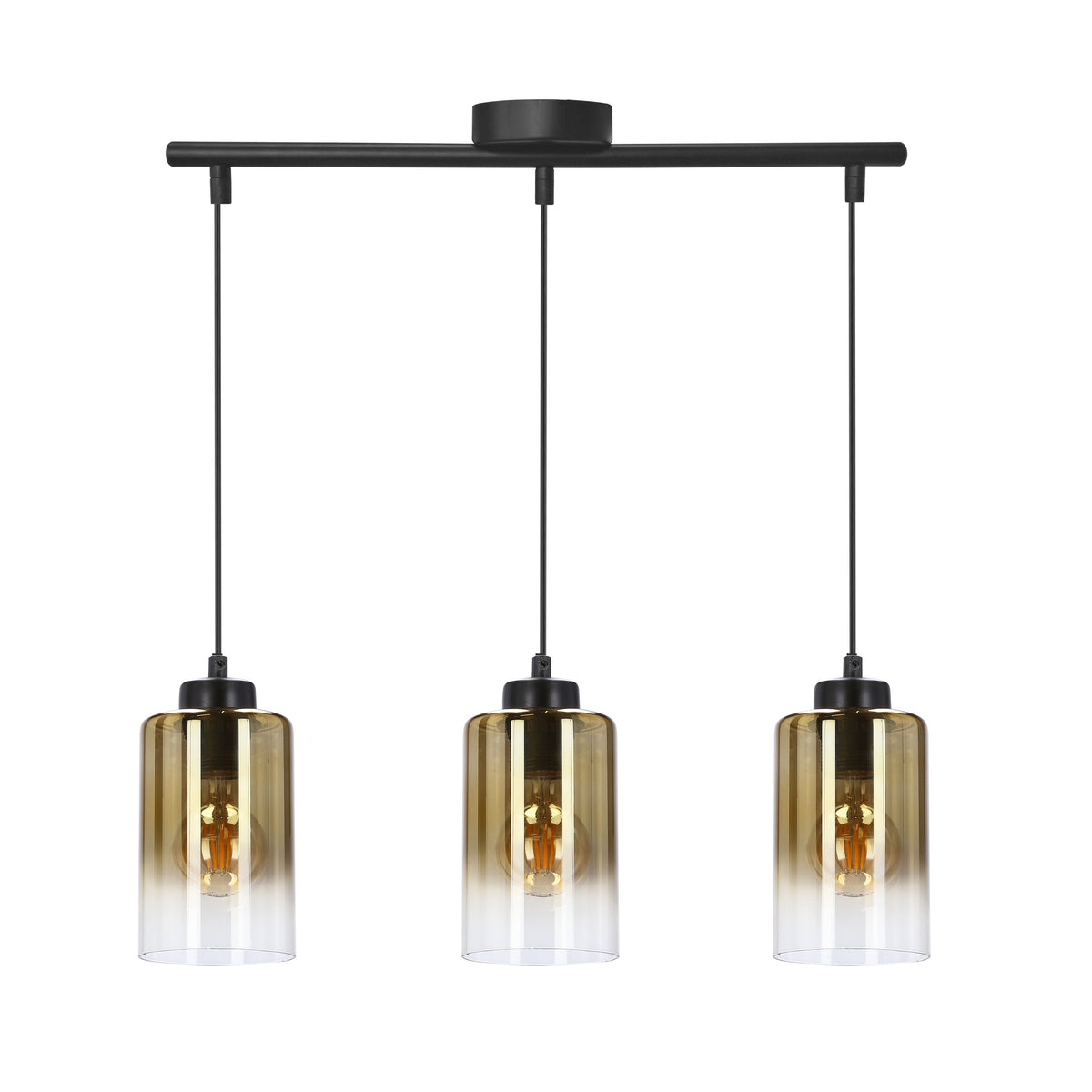 Aspra lampa wisząca czarny 3x60W E27 klosz bursztynowy