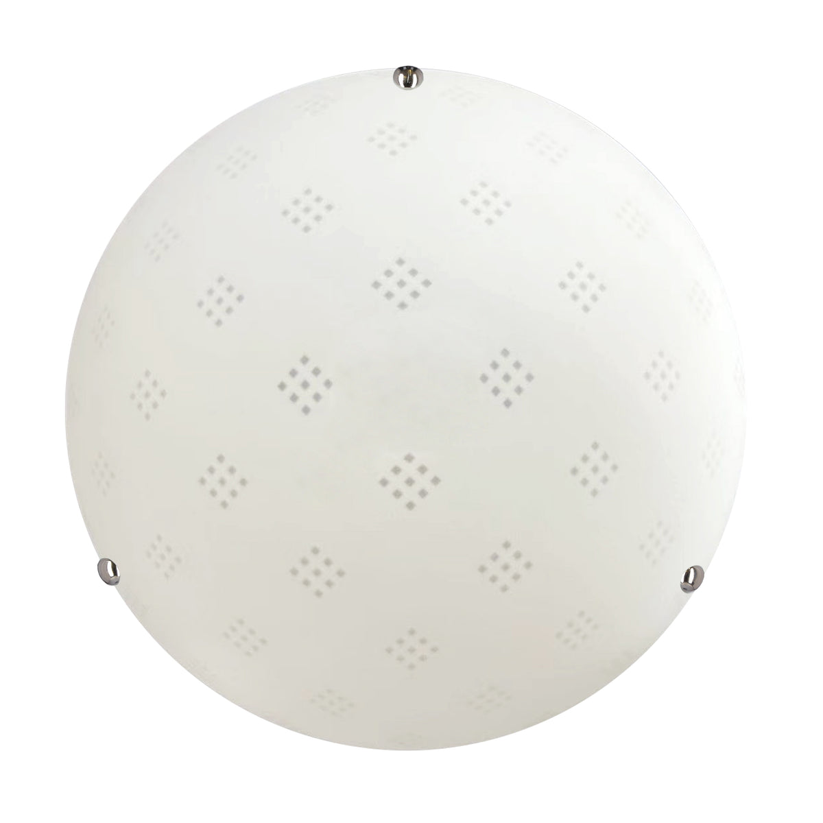 FANUSA lampa sufitowa plafon 30 chromowy 1x60W E27 klosz biały z wzorem