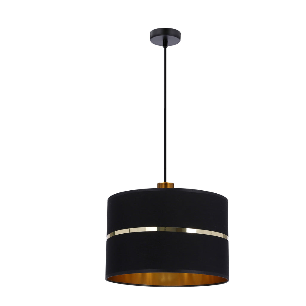 Assam lampa wisząca czarny+złoty 1x60W E27 abażur czarny+złoty pasek