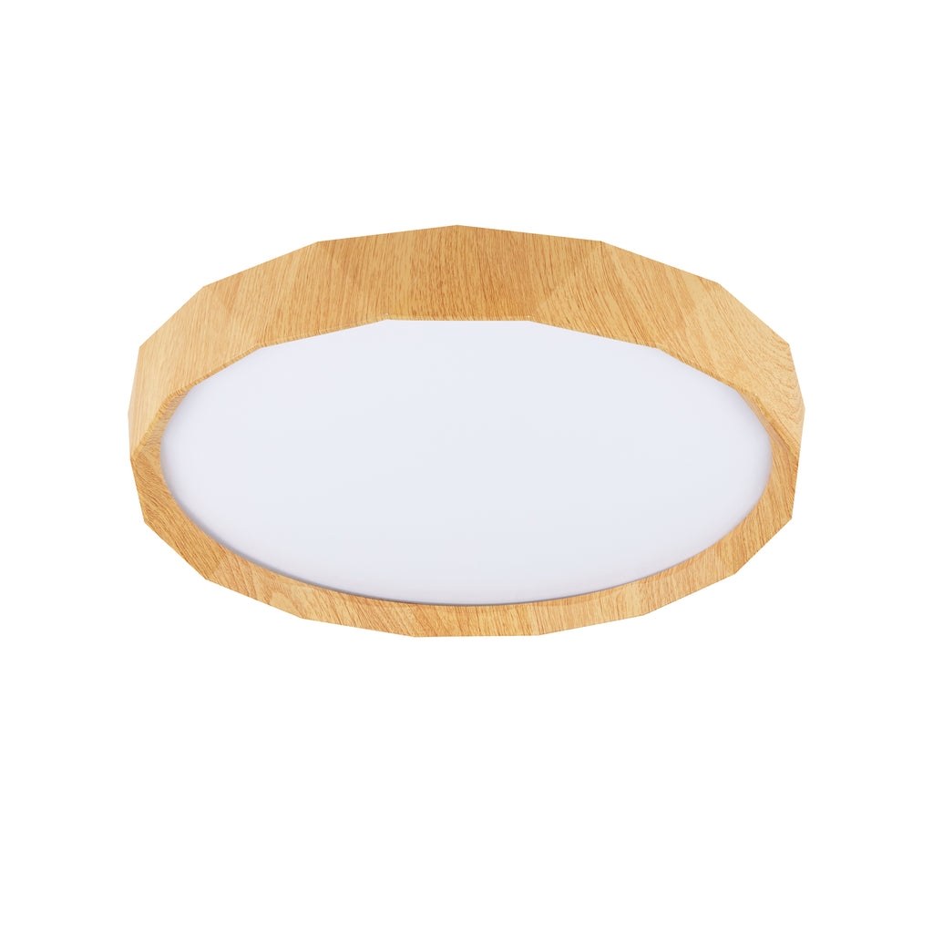 CADIX lampa sufitowa plafon biały+drewniany 24W LED 38,5 cm klosz biały