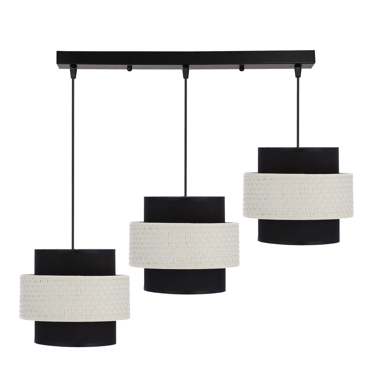 Benta lampa wisząca czarny 3x40W E27 abażur czarny+kremowy