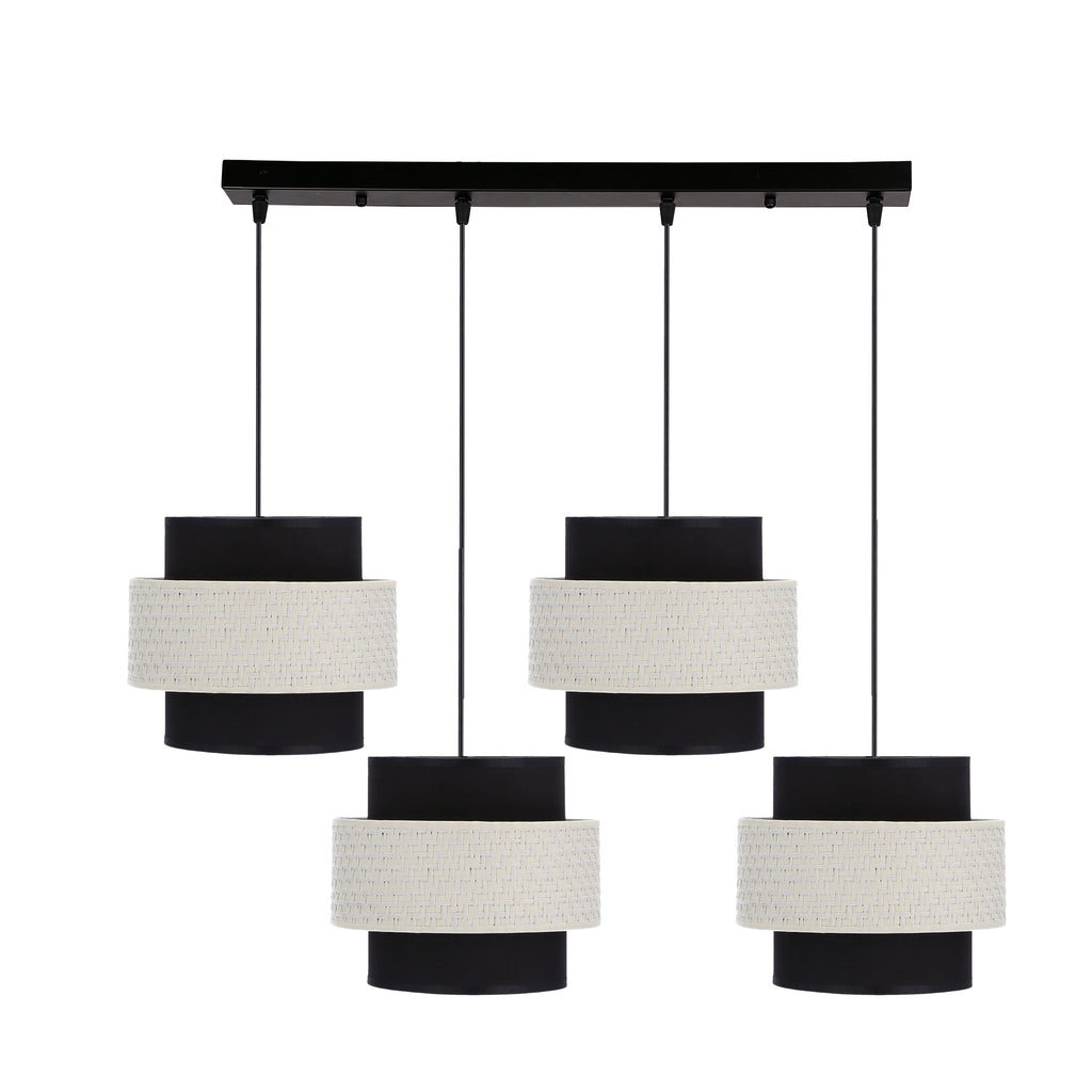 Benta lampa wisząca czarny 4x40W E27 abażur czarny+kremowy