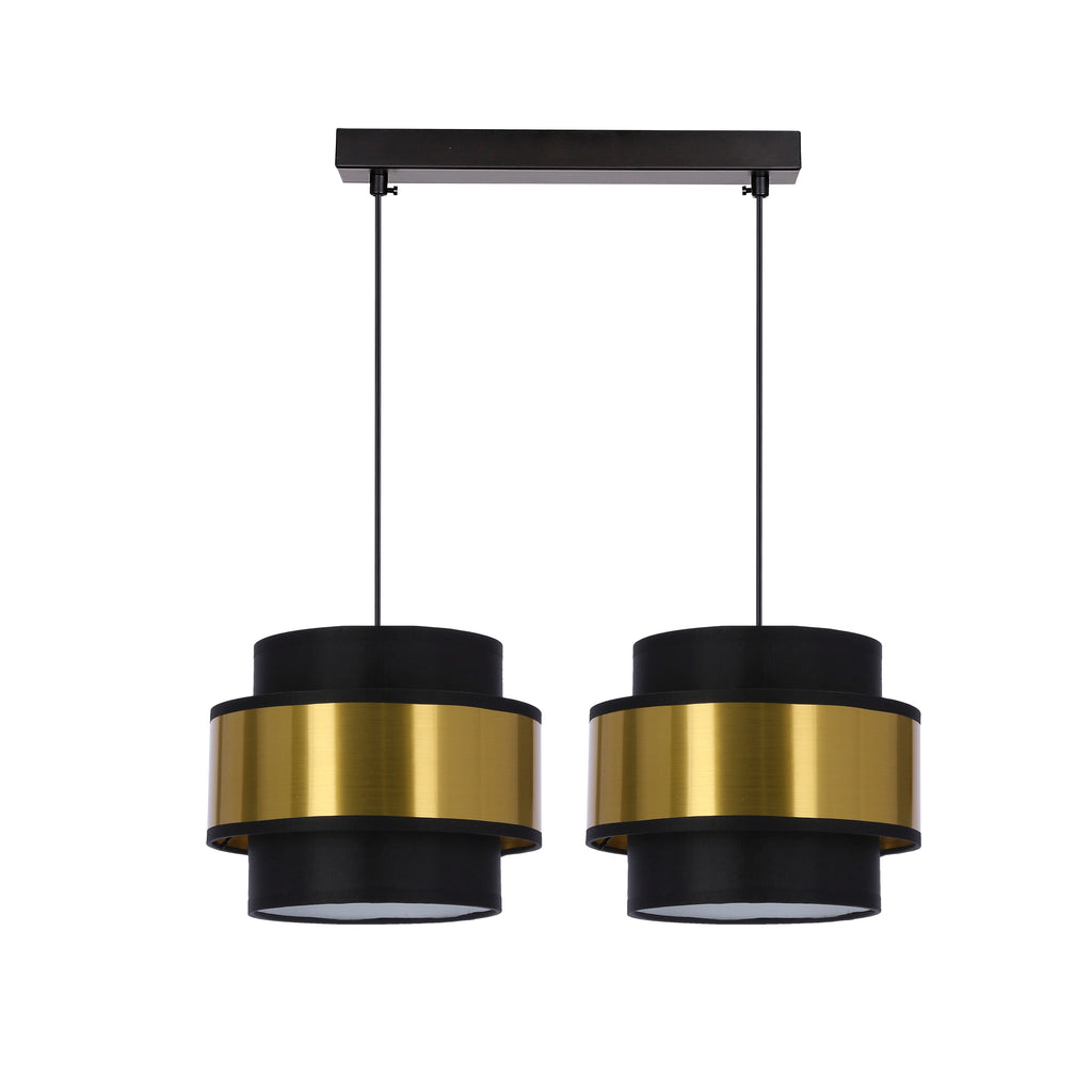 Prestige lampa wisząca czarny 2x40W E27 abażur czarny+złoty