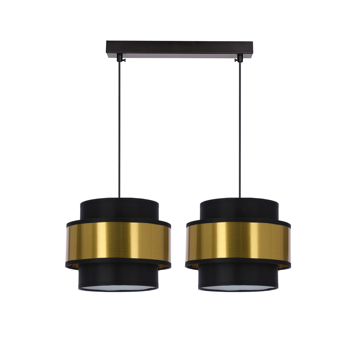 Prestige lampa wisząca czarny 2x40W E27 abażur czarny+złoty