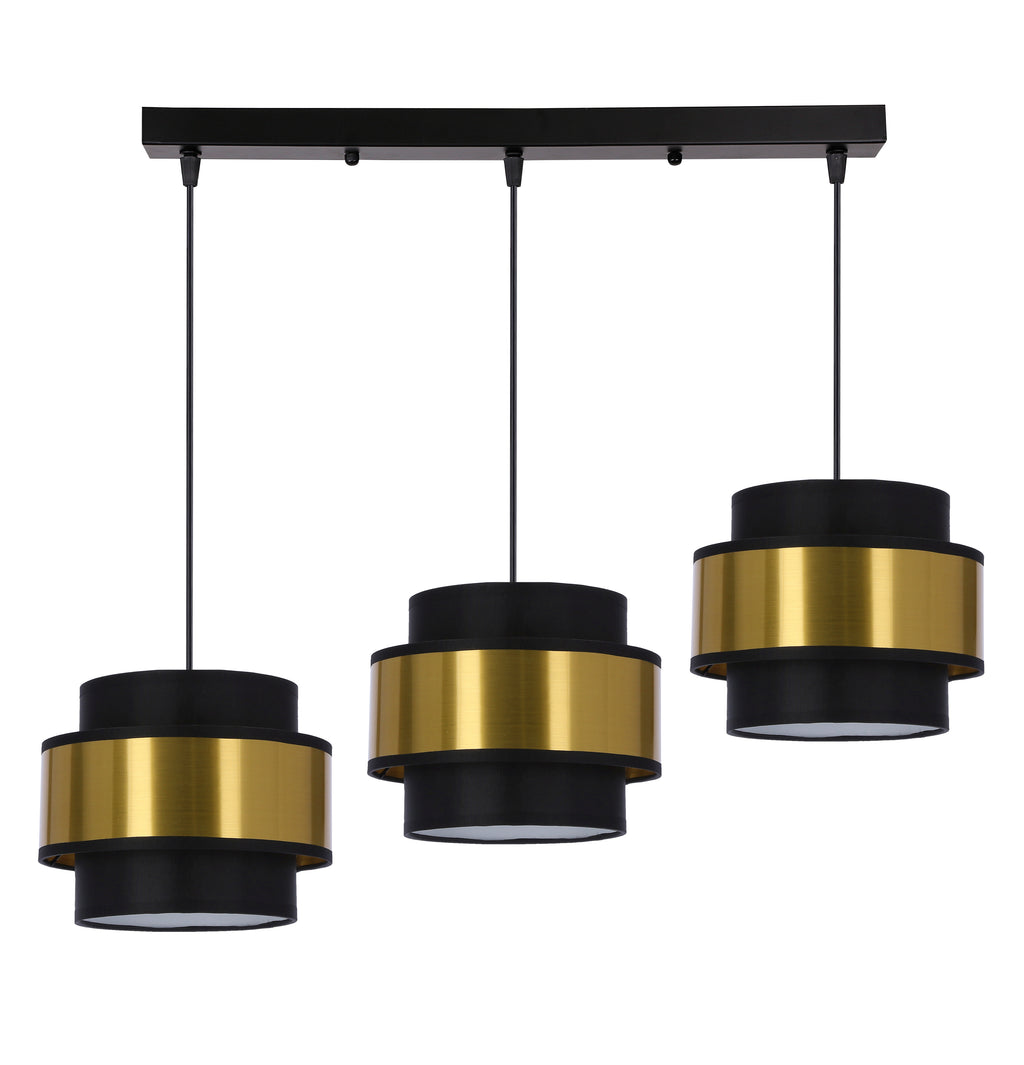 Prestige lampa wisząca czarny 3x40W E27 abażur czarny+złoty