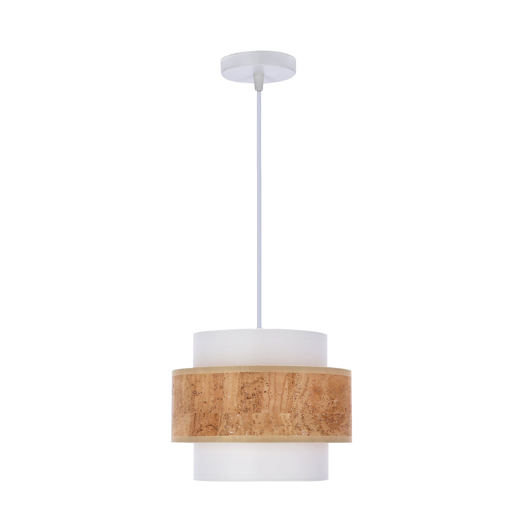Cork lampa wisząca biały 1x40W E27 abażur biały+beżowy