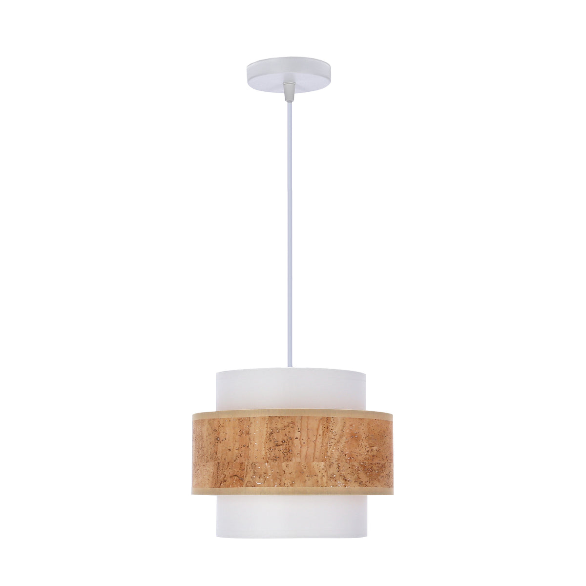 Cork lampa wisząca biały 1x40W E27 abażur biały+beżowy
