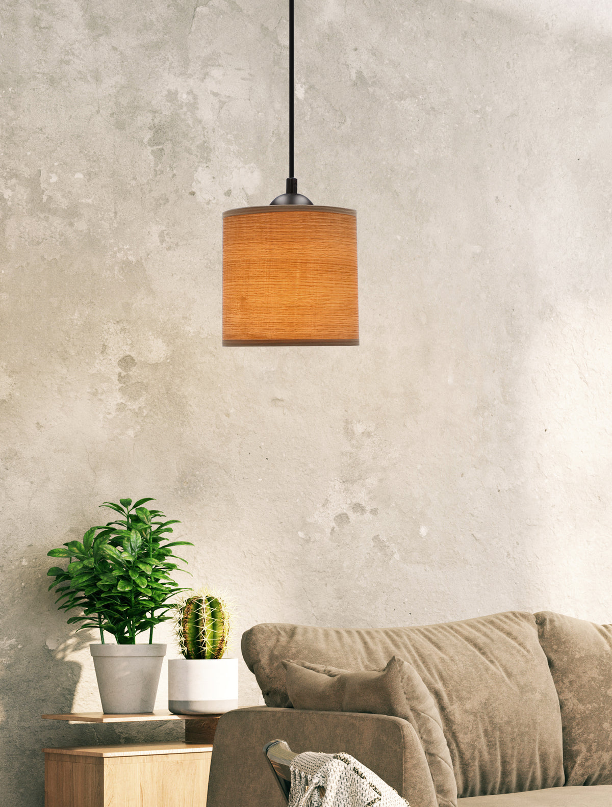 Legno lampa wisząca czarny 15 1x40W E27 abażur orzechowy