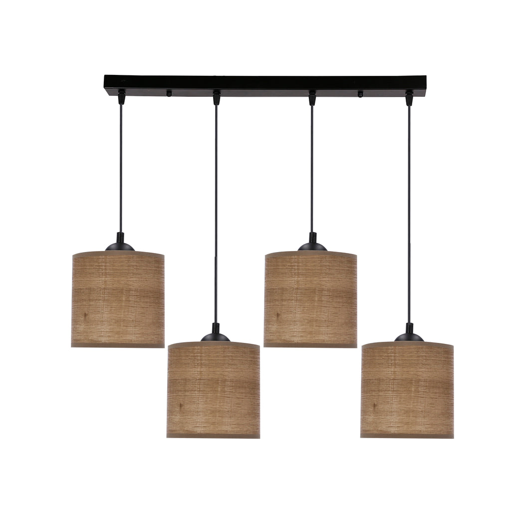 LEGNO lampa wisząca czarny 15 4x40W E27 abażur orzechowy