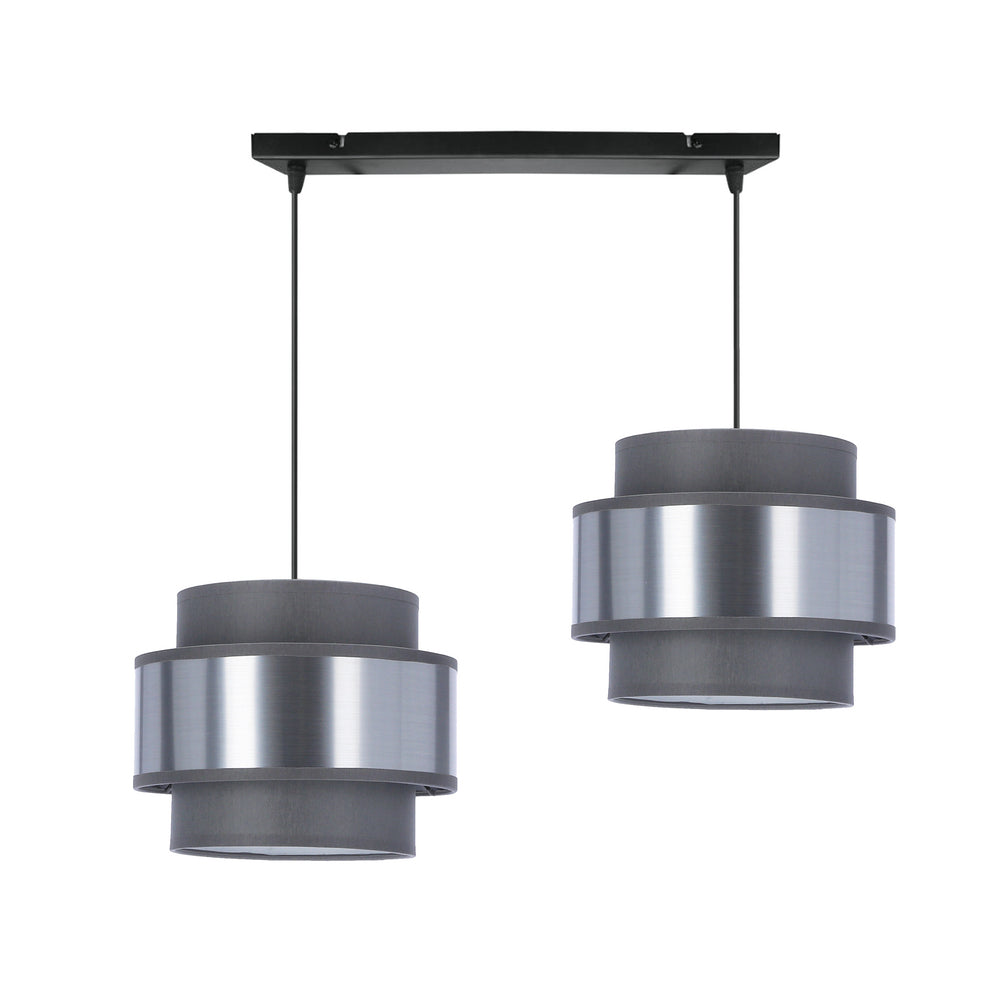 Hare lampa sufitowa czarny 2x40W E27 abażur szary+srebrny
