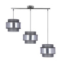 Hare lampa wisząca chromowy 3x60W E27 abażur szary+srebrny