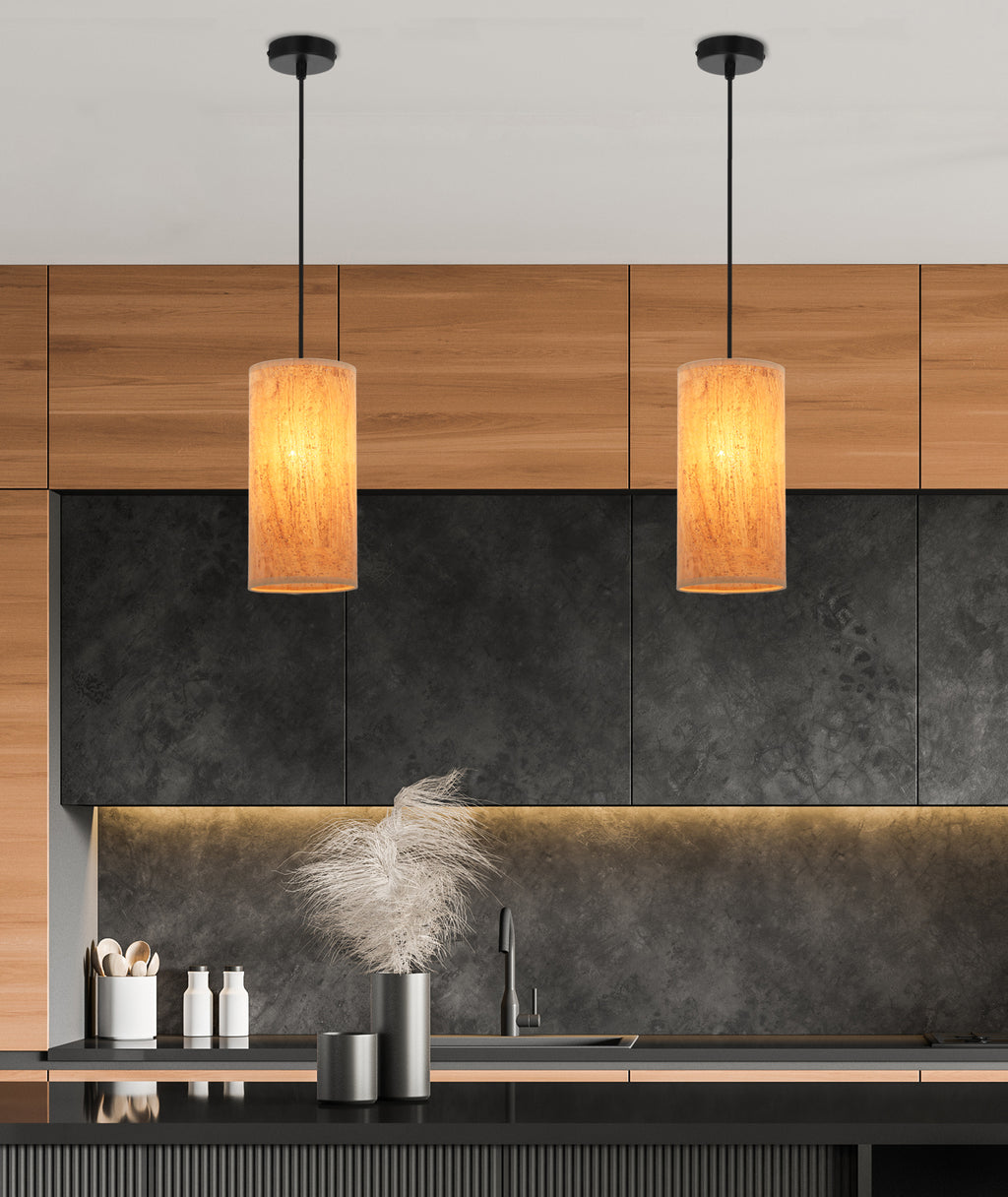 Aragona lampa wisząca czarny 1x60 E27 abażur korkowy