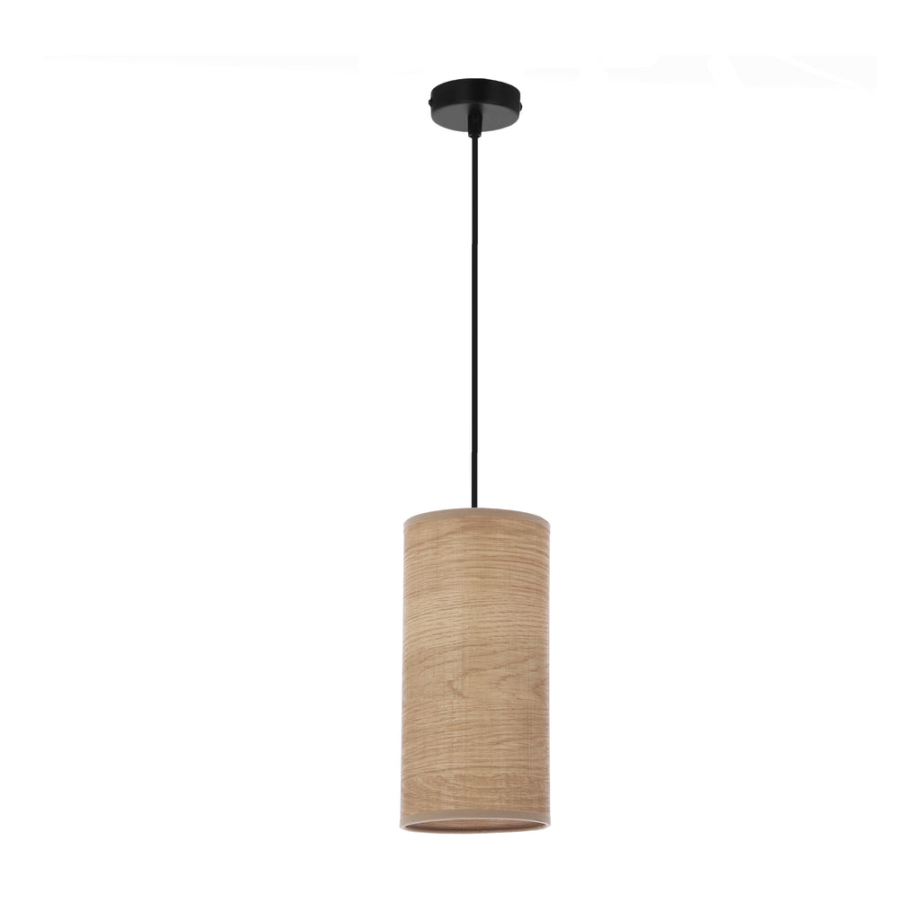 Ballo lampa wisząca czarny 1x60 E27 abażur orzechowy