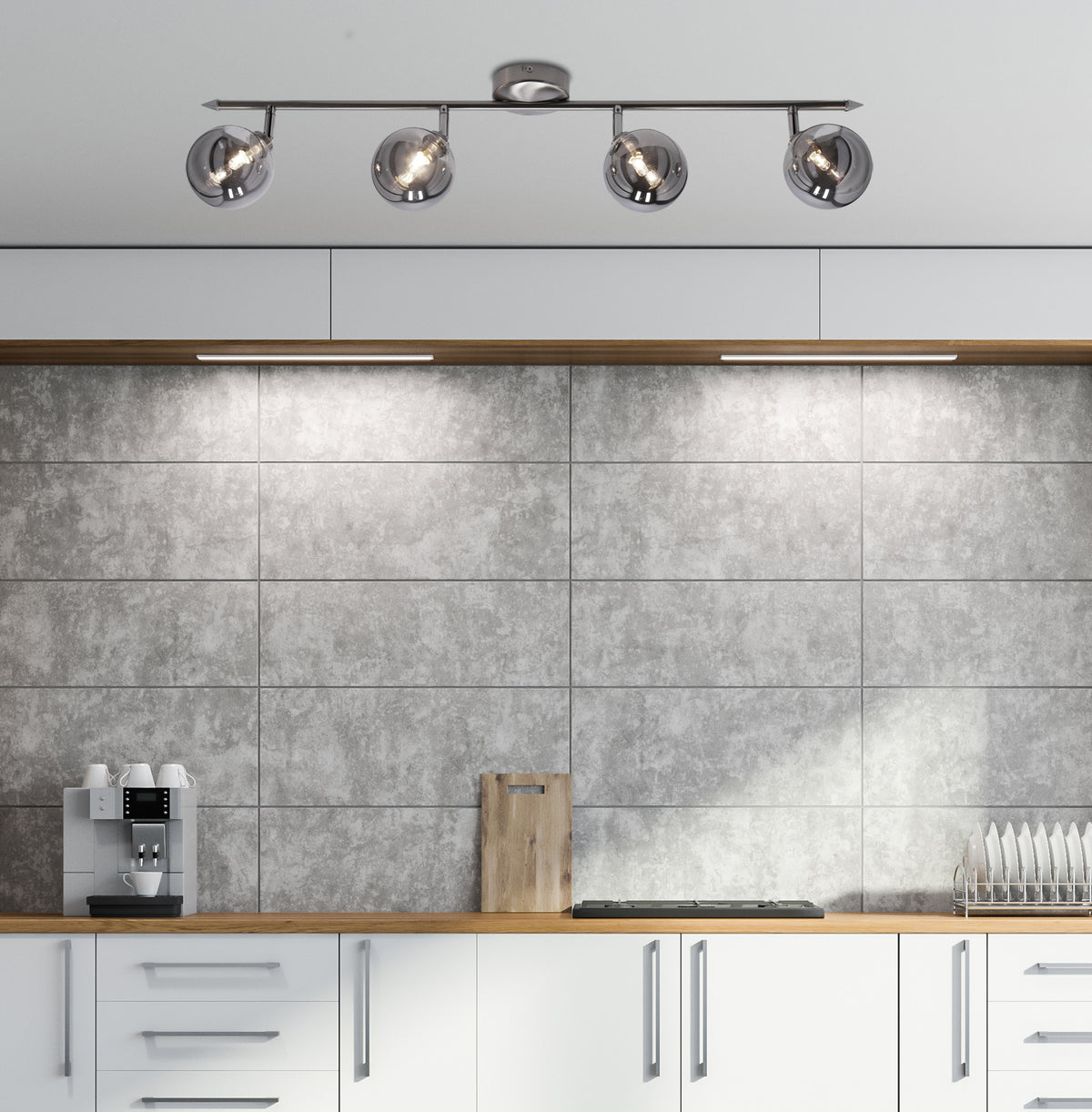 RODIA lampa sufitowa listwa satynowy 4x40W G9 klosz grafitowy