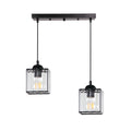 GLASSIA lampa wisząca czarny 2x40 E27 klosz czarny+kryształy bezbarwne
