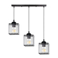 GLASSIA lampa wisząca czarny 3x40 E27 klosz czarny+kryształy bezbarwne