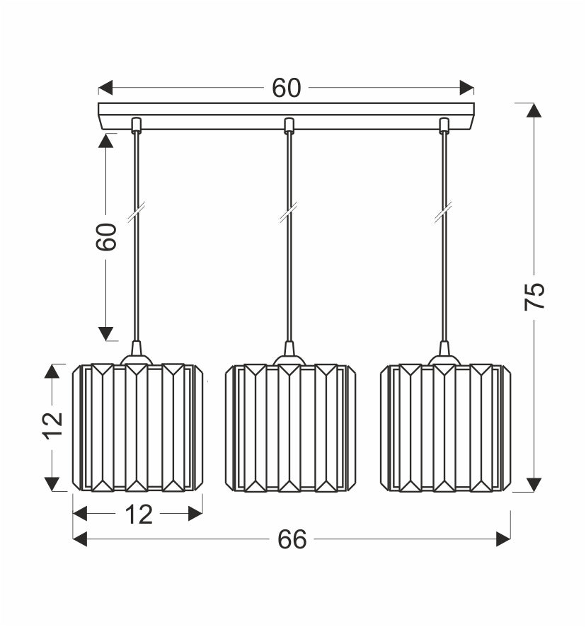 GLASSIA lampa wisząca czarny 3x40 E27 klosz czarny+kryształy bezbarwne