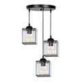 GLASSIA lampa wisząca talerz czarny 3x40 E27 klosz czarny+kryształy bezbarwne