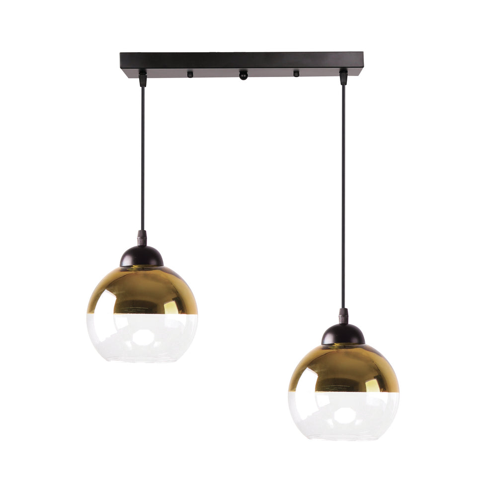 CONTESSA lampa wisząca czarny 2x40 E27 klosz złoty