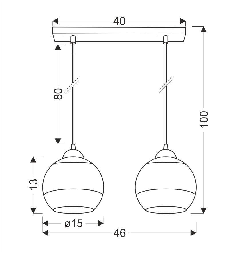 CONTESSA lampa wisząca czarny 2x40 E27 klosz złoty