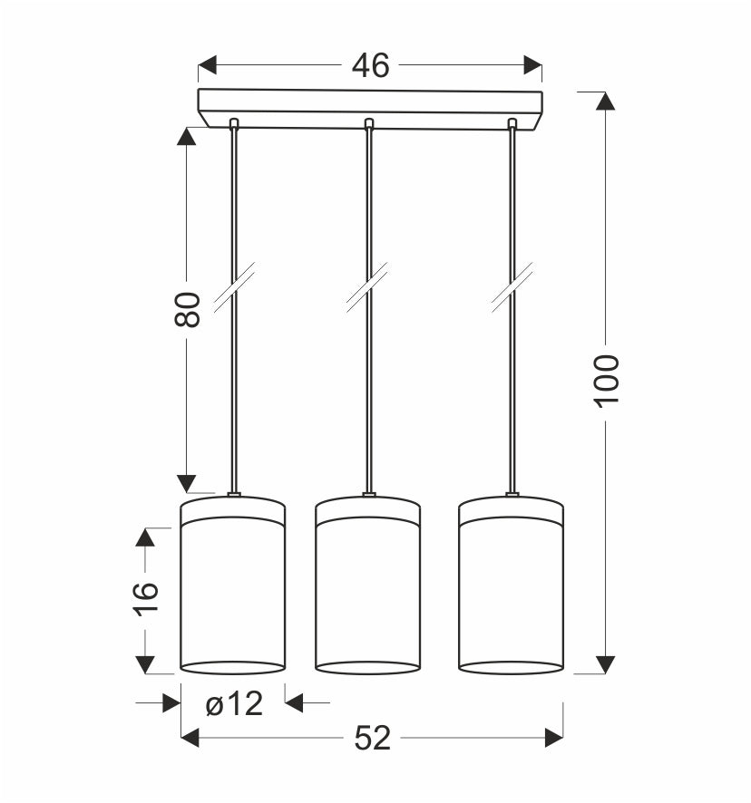 WELS lampa wisząca czarny+drewniany 3x40 E27 klosz dymiony