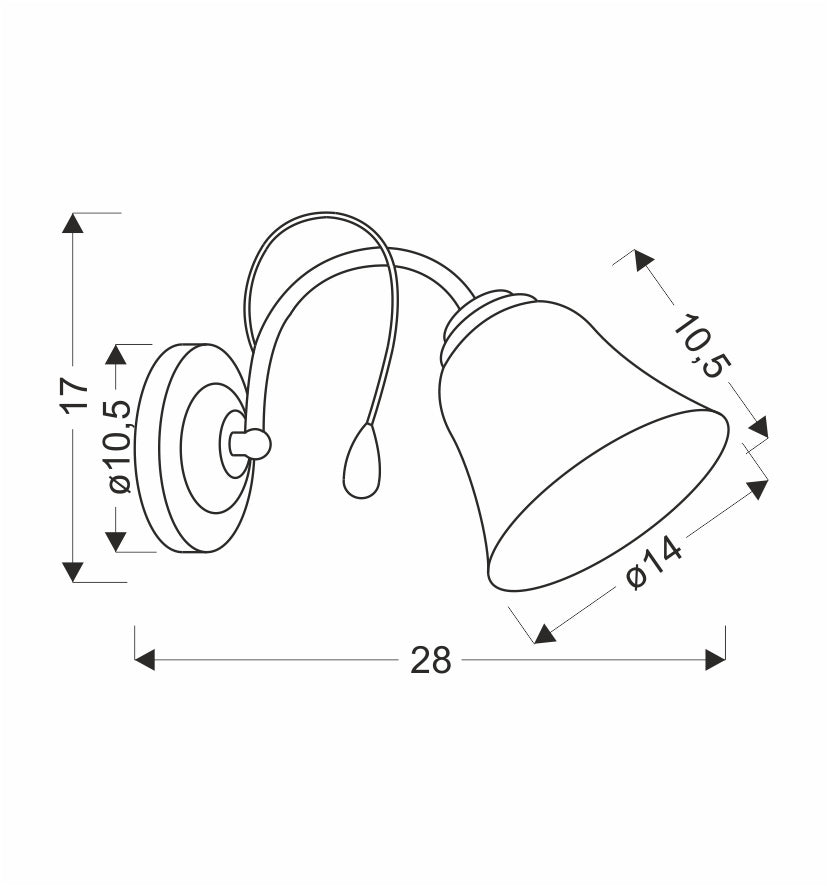 ORA lampa kinkiet złoty 1x40 E27 klosz biały