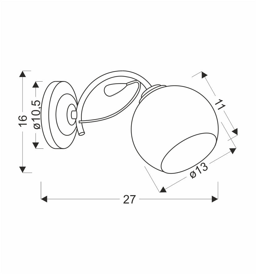 GRAPHITE lampa kinkiet czarny perłowy 1x40 E27 klosz biały