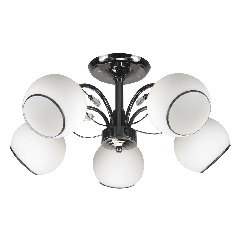 GRAPHITE lampa sufitowa czarny perłowy 5x40 E27 klosz biały