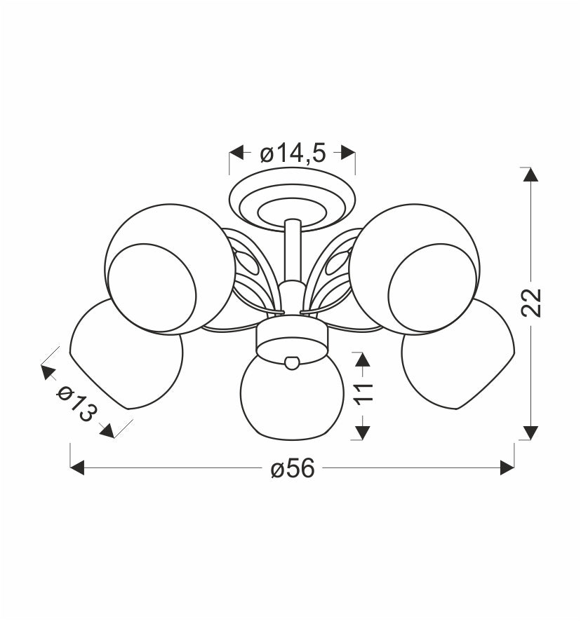 GRAPHITE lampa sufitowa czarny perłowy 5x40 E27 klosz biały