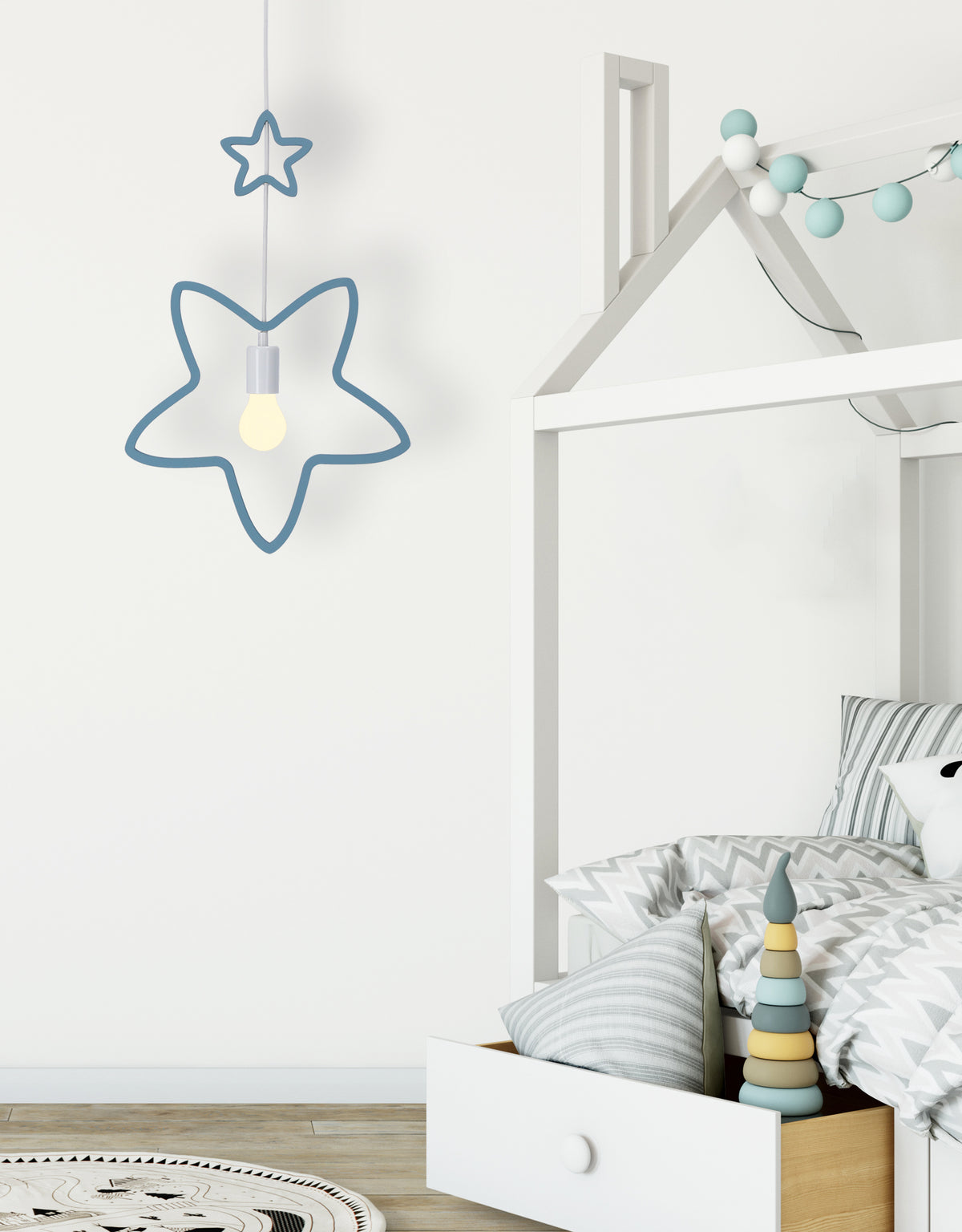 SINGLE SS lampa wisząca 1x20W E27 iq kids niebieski