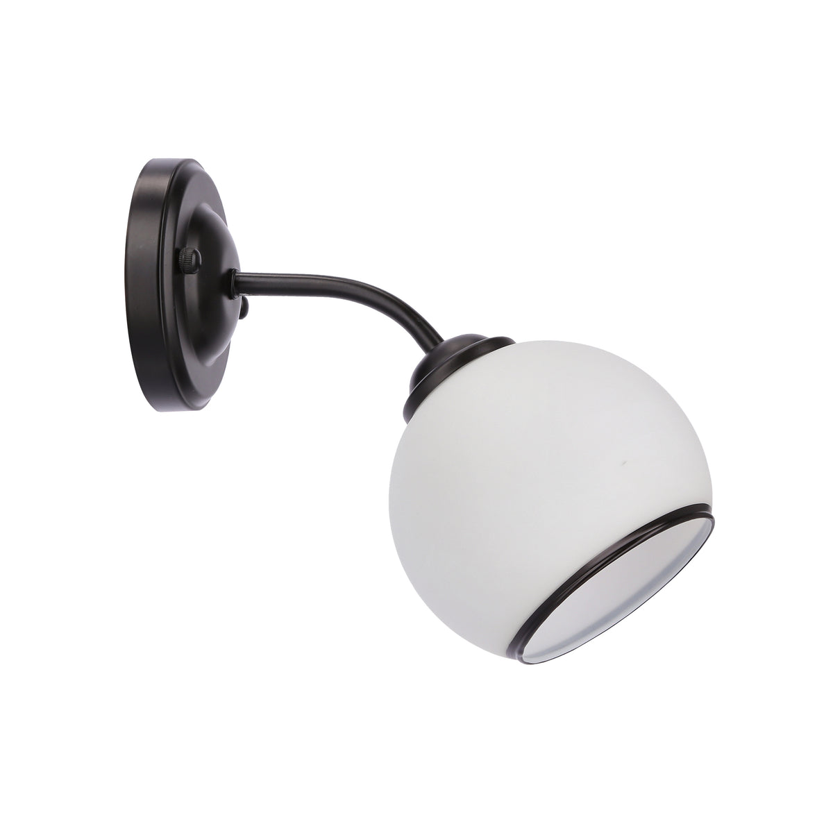MARINEN lampa kinkiet czarny 1x40W E27 klosz biały z obwódką