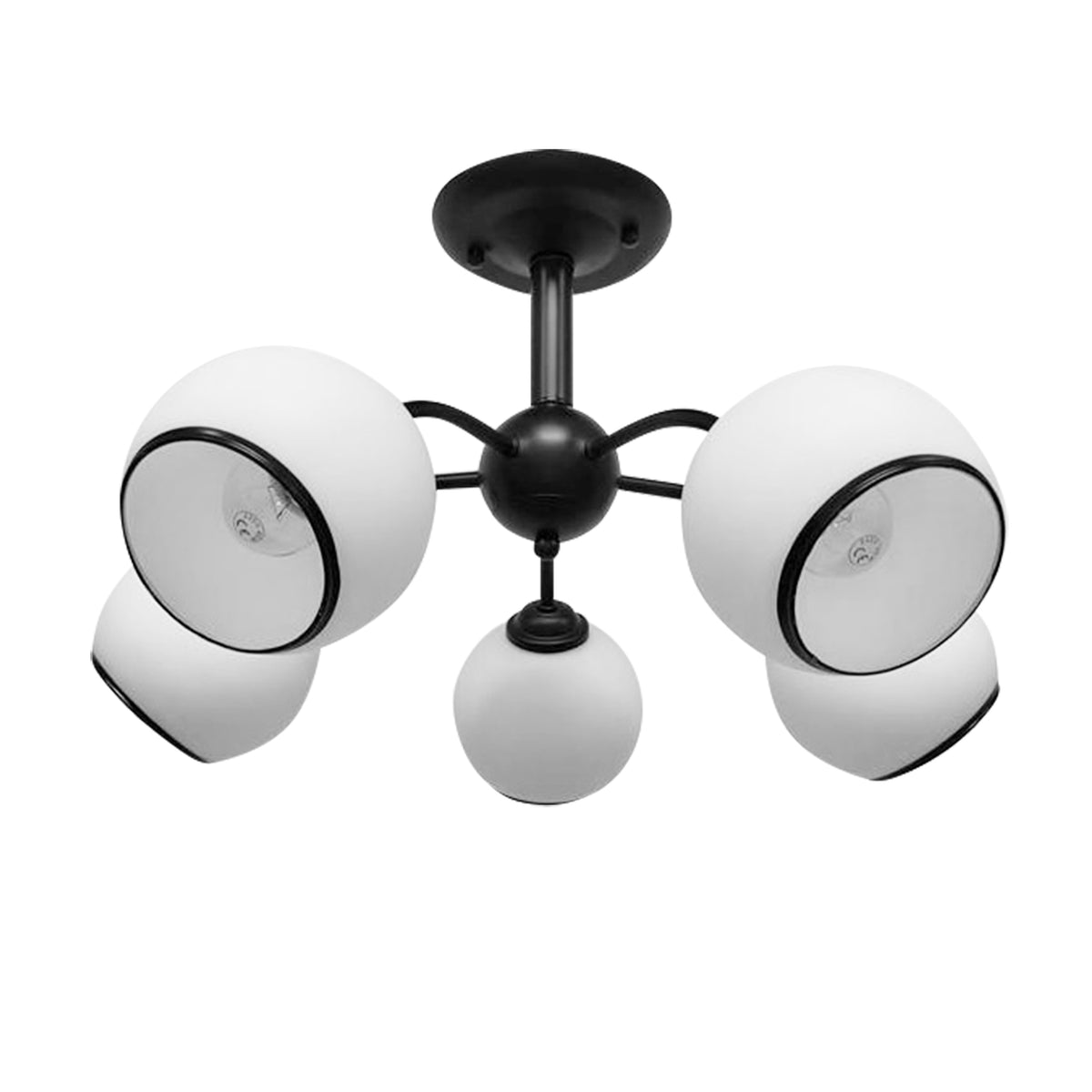MARINEN lampa wisząca czarny 5x40W E27 klosz biały z obwódką