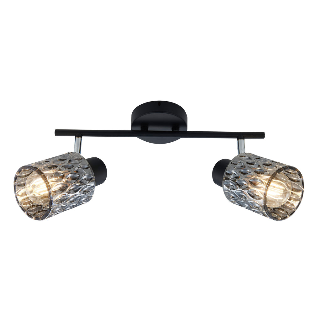BILL lampa sufitowa listwa czarny 2x40W E27 klosz dymiony