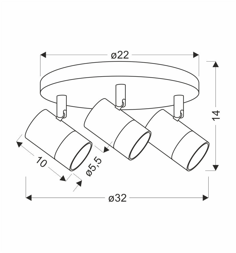 TOBI lampa sufitowa plafon biały 3x15W GU10 klosz biały+złoty