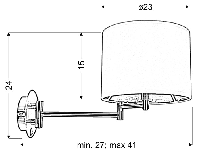 ALEXIA lampa kinkiet chromowy 1x40W E14 abażur czarny