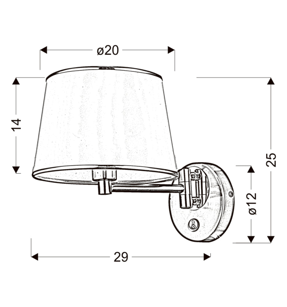 IBIS lampa kinkiet satynowy 1x40W E14 abażur grafitowy