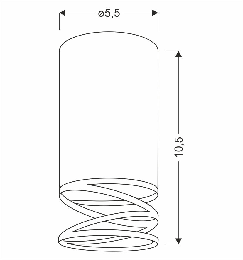 TUBA lampa sufitowa czarny 1x15W GU10 śr. 5,5 cm