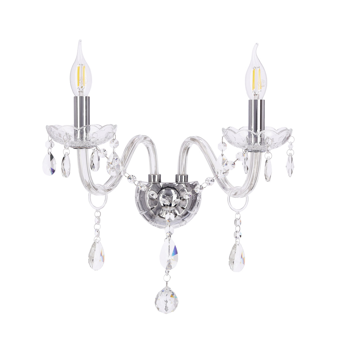 Cristallo lampa kinkiet chromowy 2x40W E14 transparentny