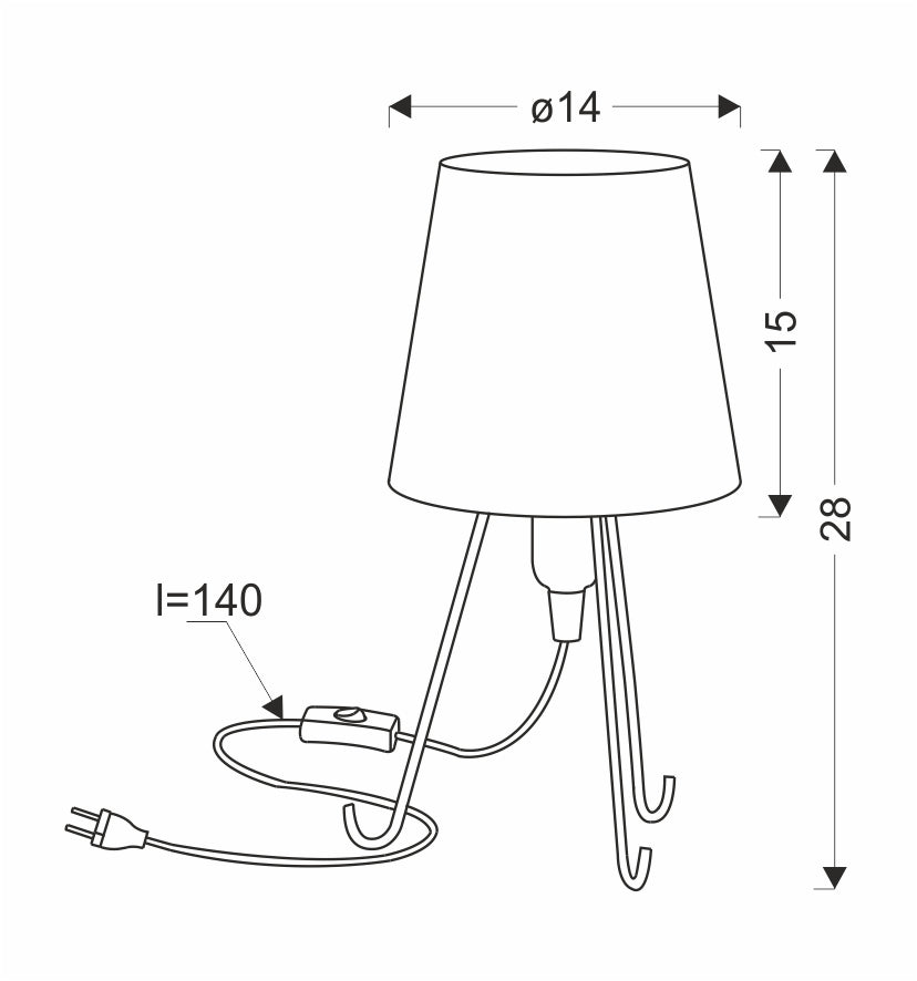 Smally lampa stołowa czarny 1x40 E14 abażur różowy