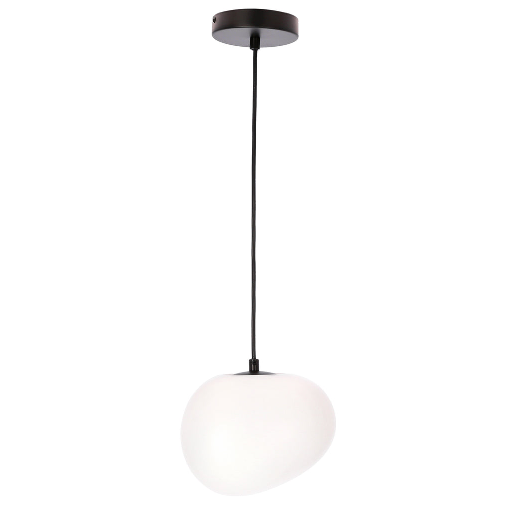 Lampa wisząca STONES 20 cm w stylu Japandi - z białym kloszem inspirowanym kamieniem - minimalistyczne oświetlenie sufitowe do salonu E27