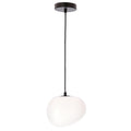 Lampa wisząca STONES 20 cm w stylu Japandi - z białym kloszem inspirowanym kamieniem - minimalistyczne oświetlenie sufitowe do salonu E27